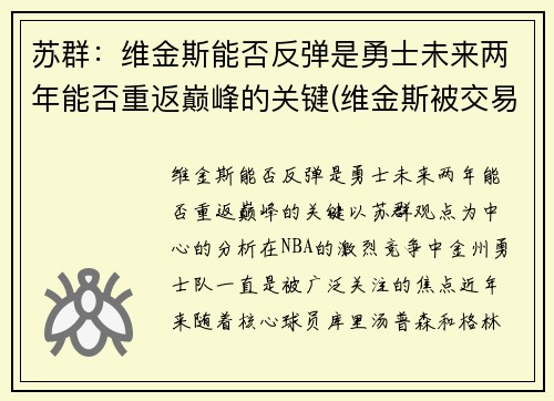 苏群：维金斯能否反弹是勇士未来两年能否重返巅峰的关键(维金斯被交易到勇士)